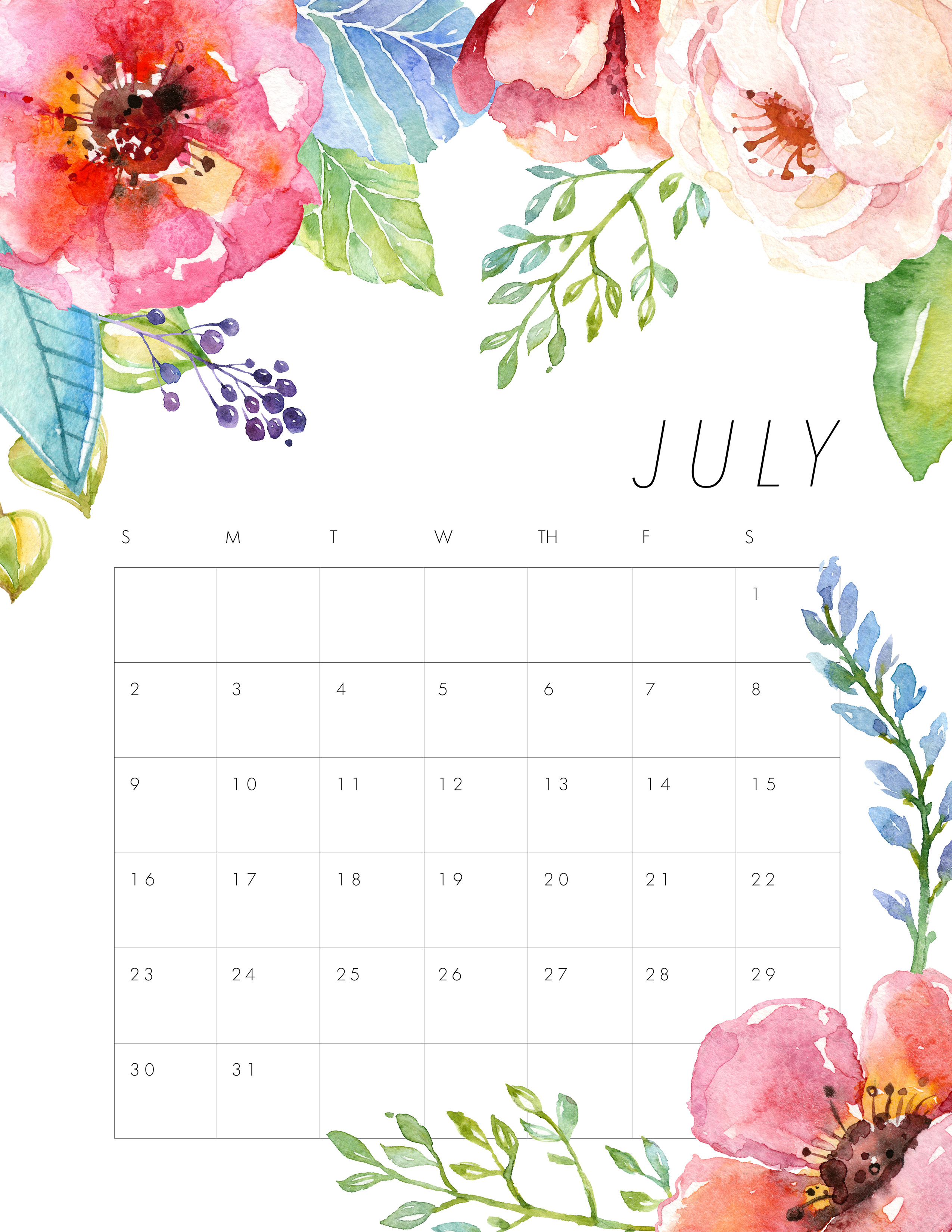 tcm-2017-7-july-jpg-2550-3300-july-calendar-calendar-printables-floral-printables