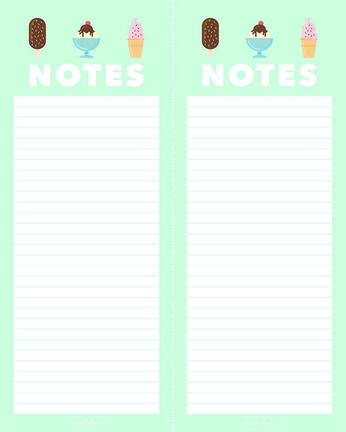 Free Printable Ice Cream Note Pads The Cottage Market