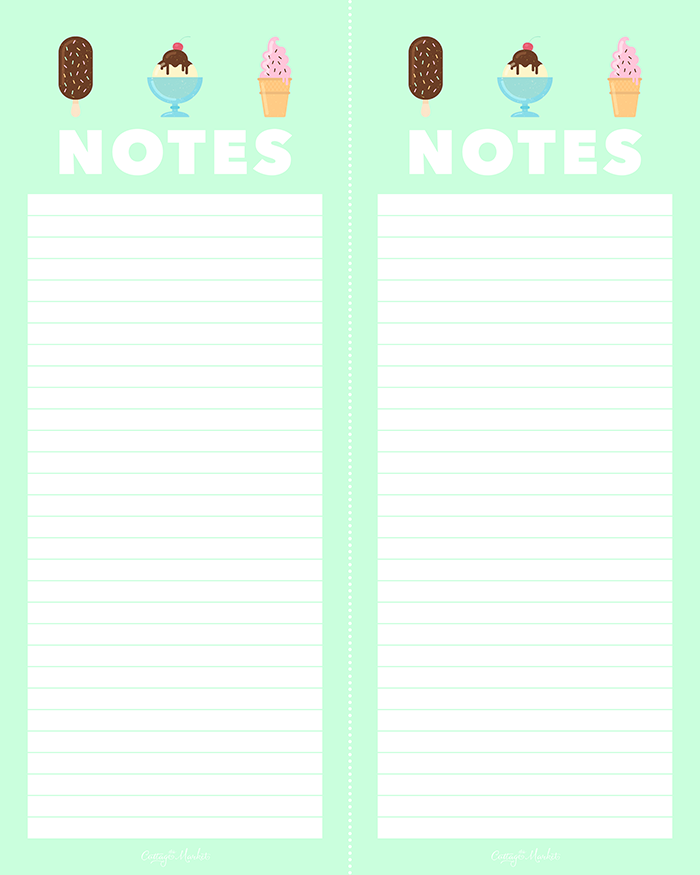 Free Printable Ice Cream Note Pads The Cottage Market Free Printable Ice Cream Note Pads The Cottage Market