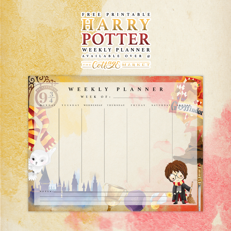 Free Printable Harry Potter Weekly Planner - The Cottage Market