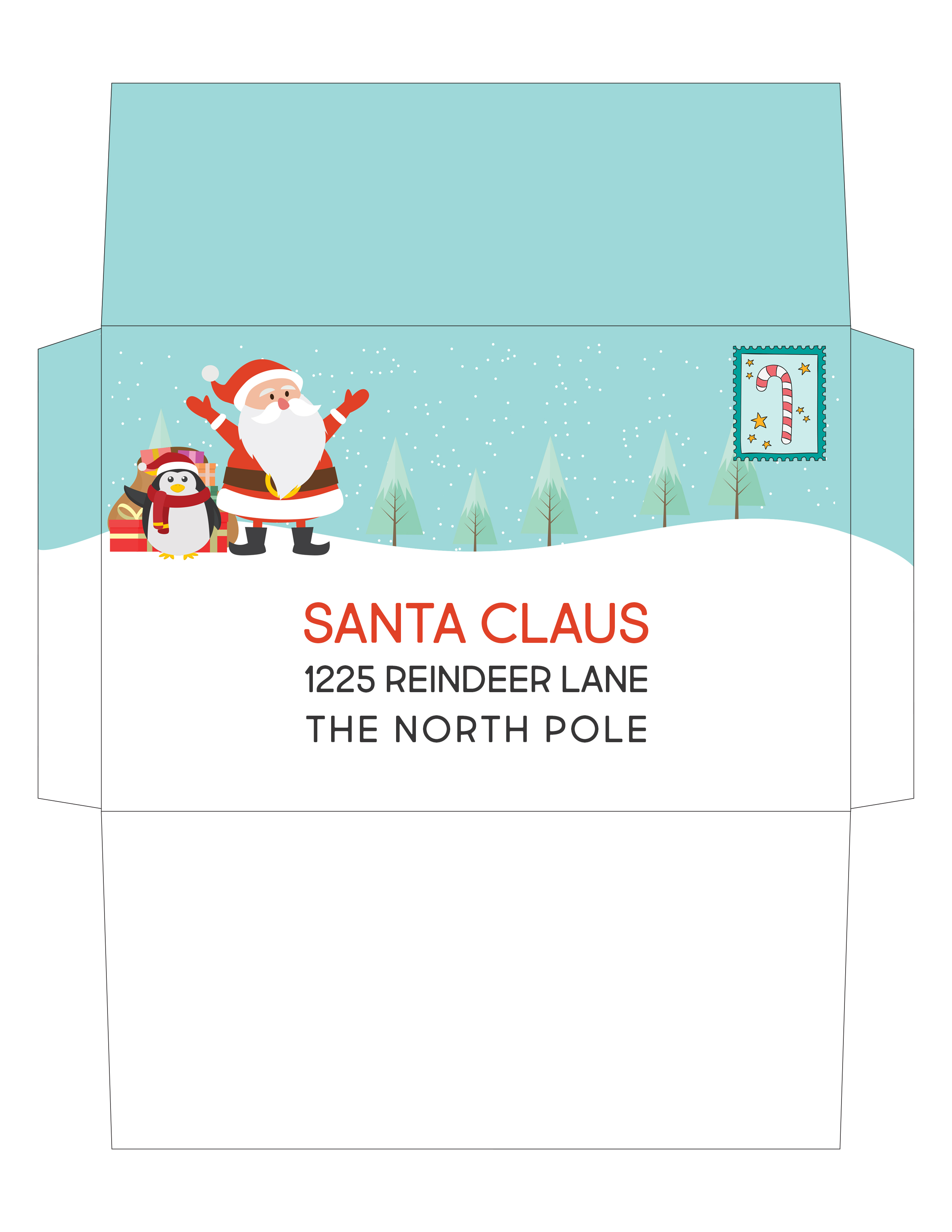 Santa Envelope Free Printable Letter To Santa Claus Envelope Template Cute Santa Stamp 9 