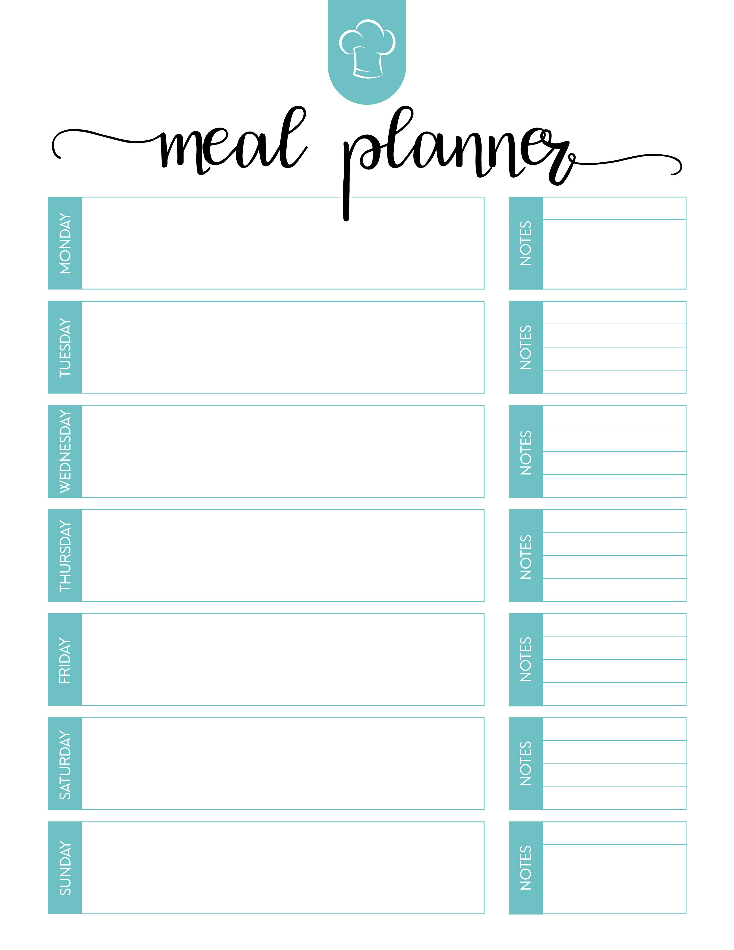 Free Printable Meal Planner Set - The Cottage Market Regarding Blank Dinner Menu Template