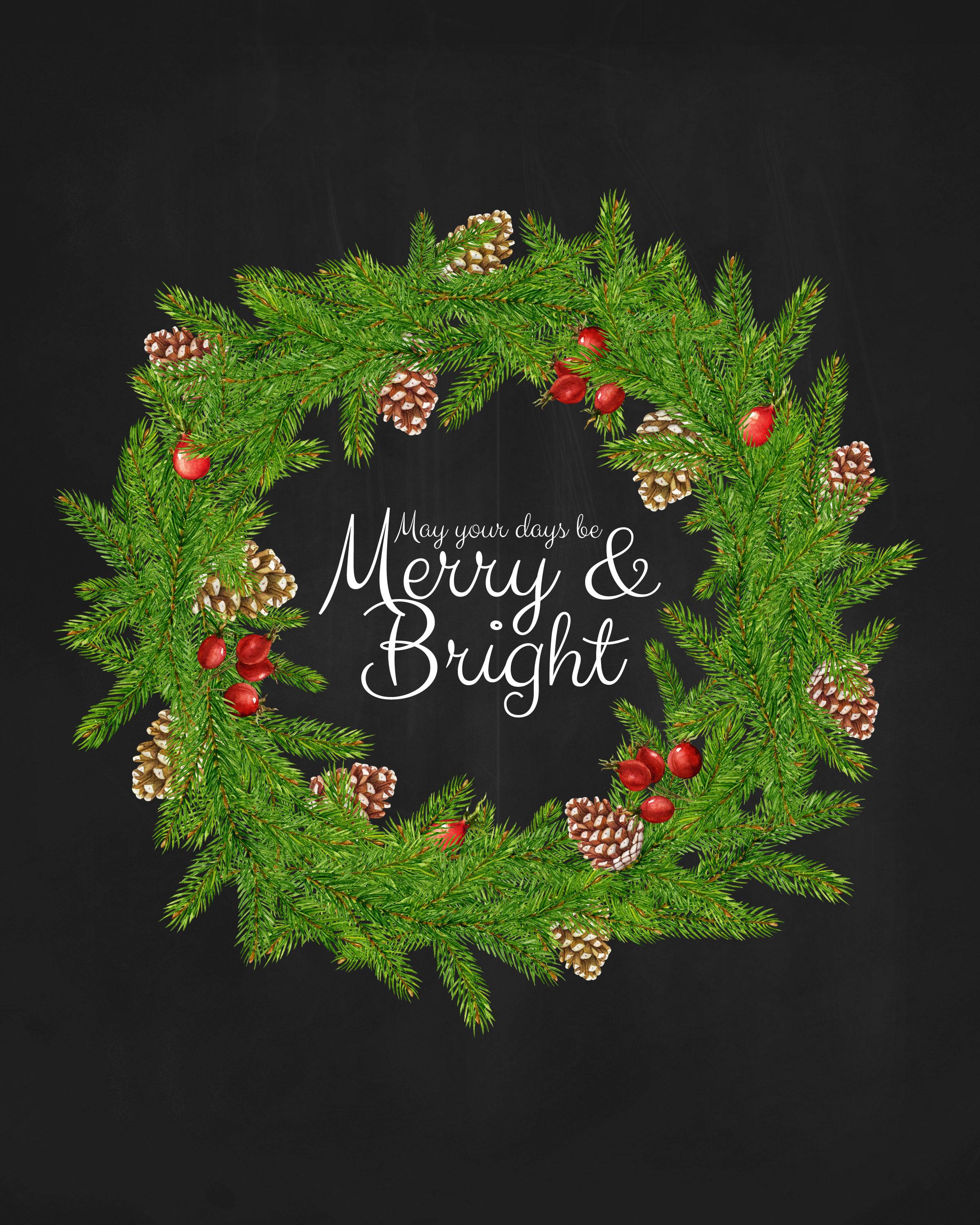 Free Christmas Printable /// May Your Days be Merry and Bright 8x10 Print -  The Cottage Market