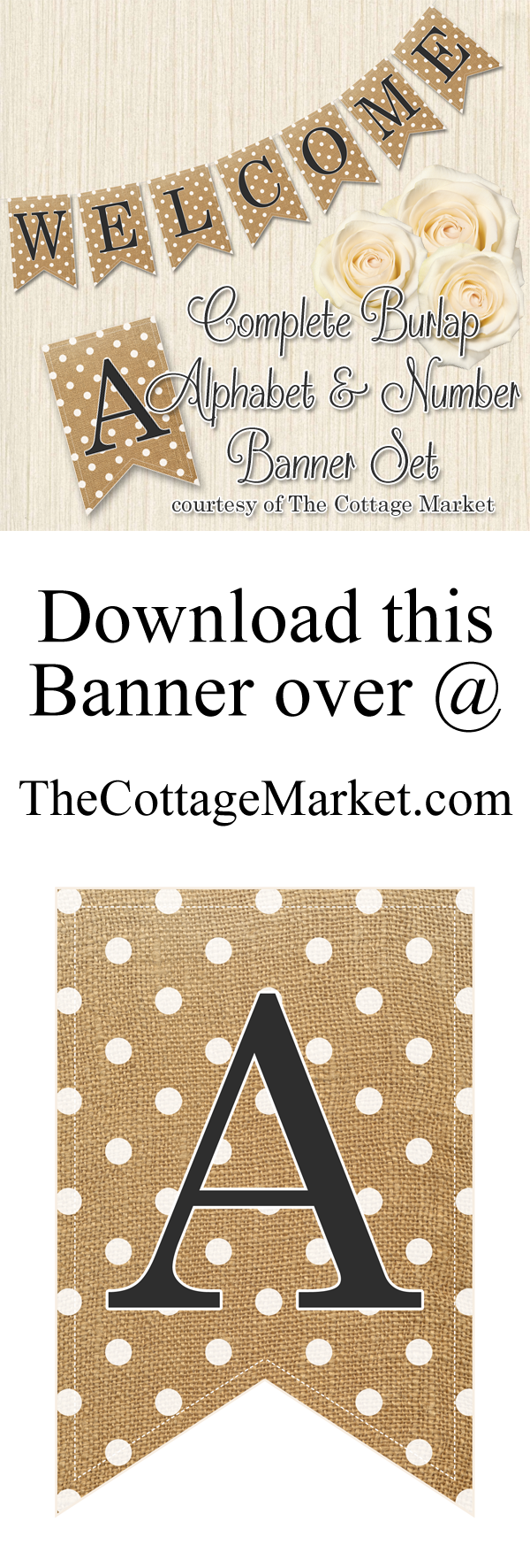 free printabe complete alphabet and number burlap banner