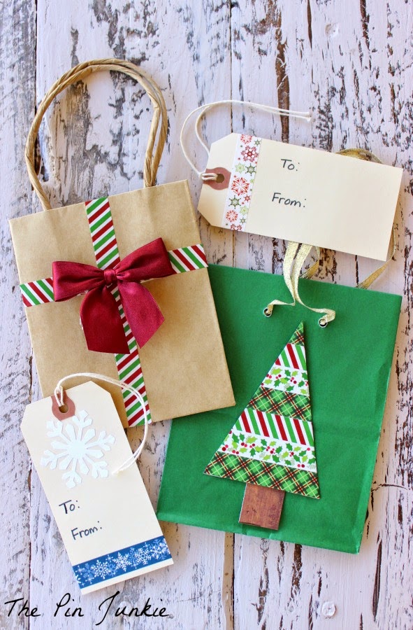 dollar store craft washi tape gift bags and tags
