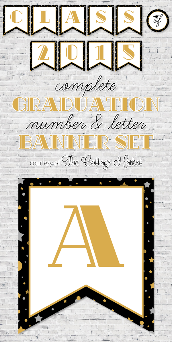 Use this free printable number and letter banner set for your next grad's party.
