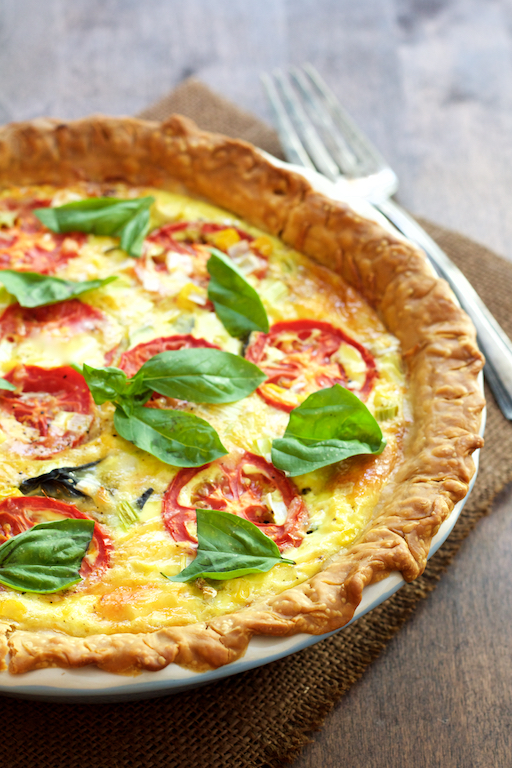 Tomato and Corn Pie with Fresh Basil