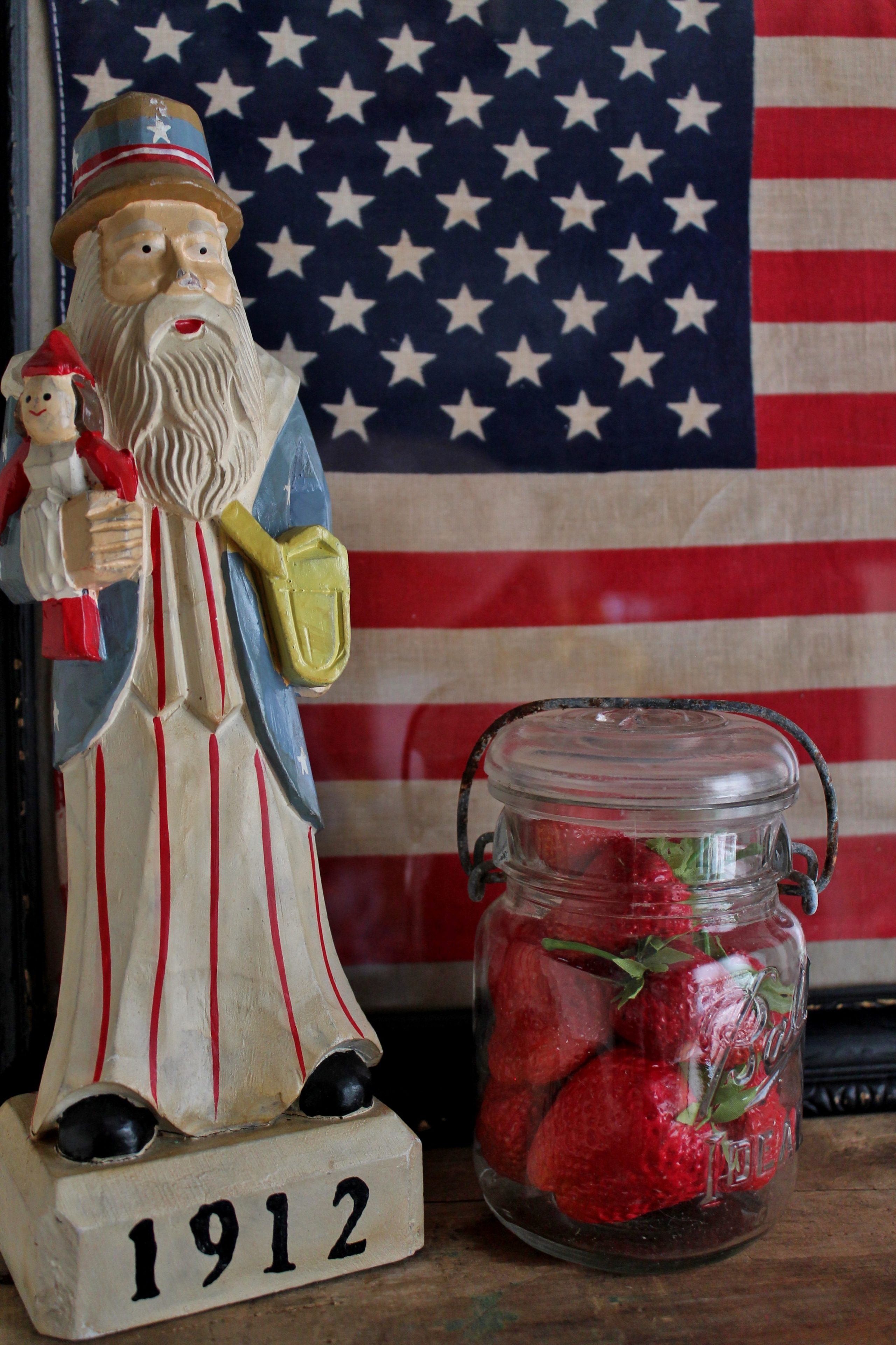 uncle-sam-and-strawberries-with-framed-vintage-flag
