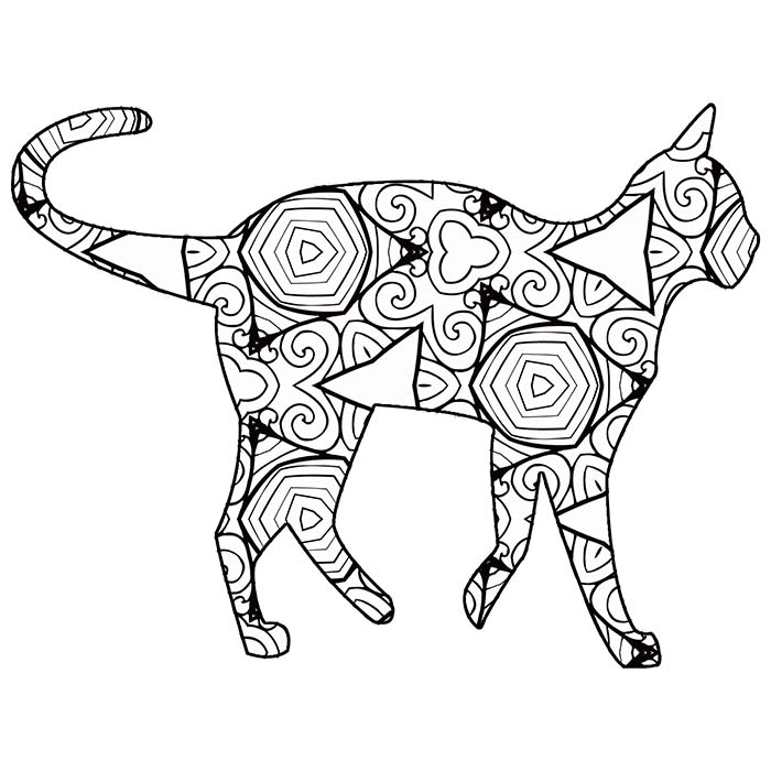 This printable geometric cat coloring page is full of fun shapes. 