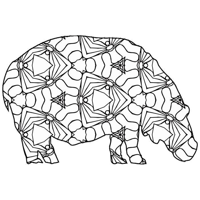 This printable hippopotamus graphic is full of geometric shapes. 