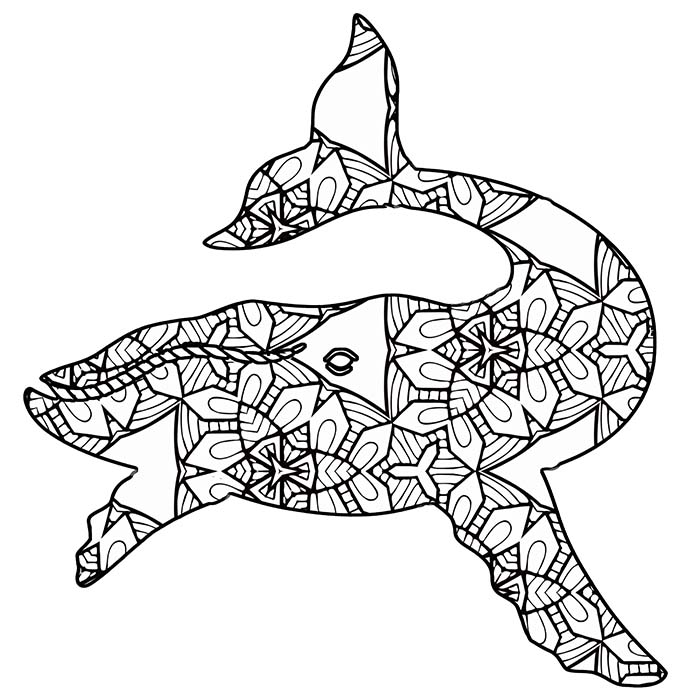 This geometric humpback whale graphic is a free printable coloring page. 