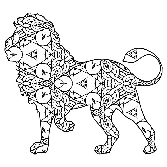 This lion graphic is full of geometric shapes. 