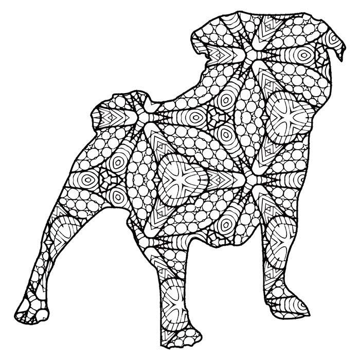 This printable geometric pug graphic is a great coloring page. 