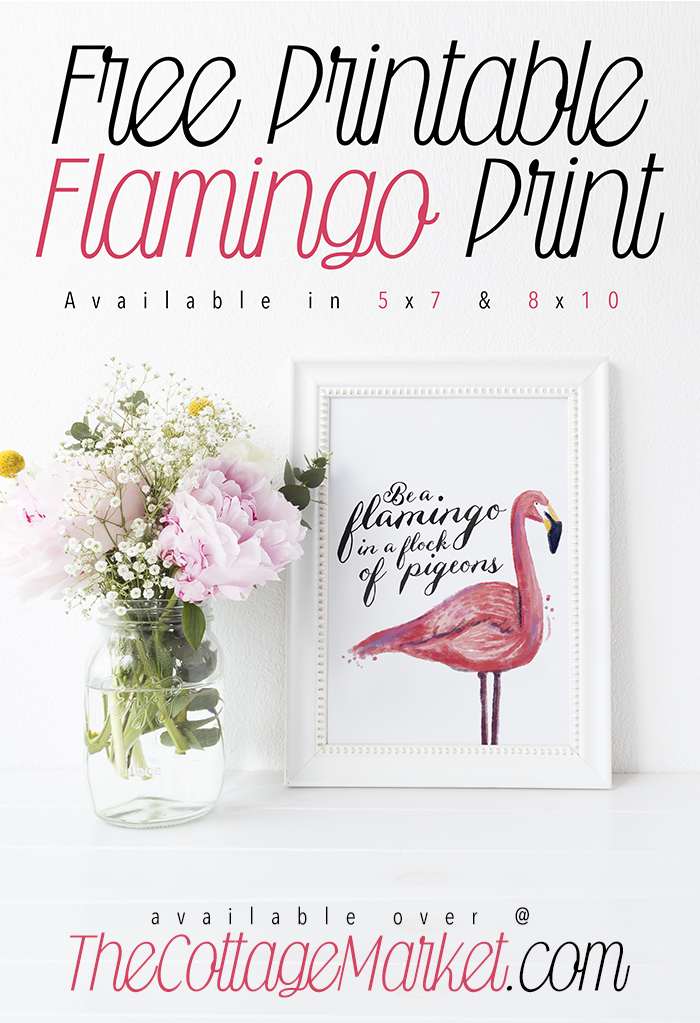 Use this free printable flamingo print as decor in your home.