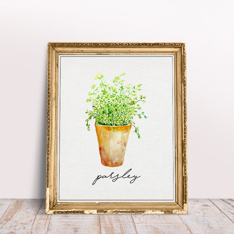 This parsley printable features fresh herbs and a cute, simple font.