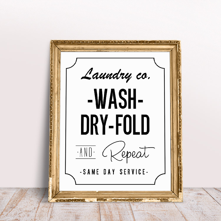 White background with black text - free printable laundry room wall art