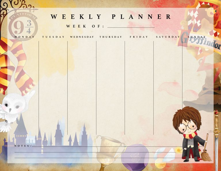 harry potter topic planner