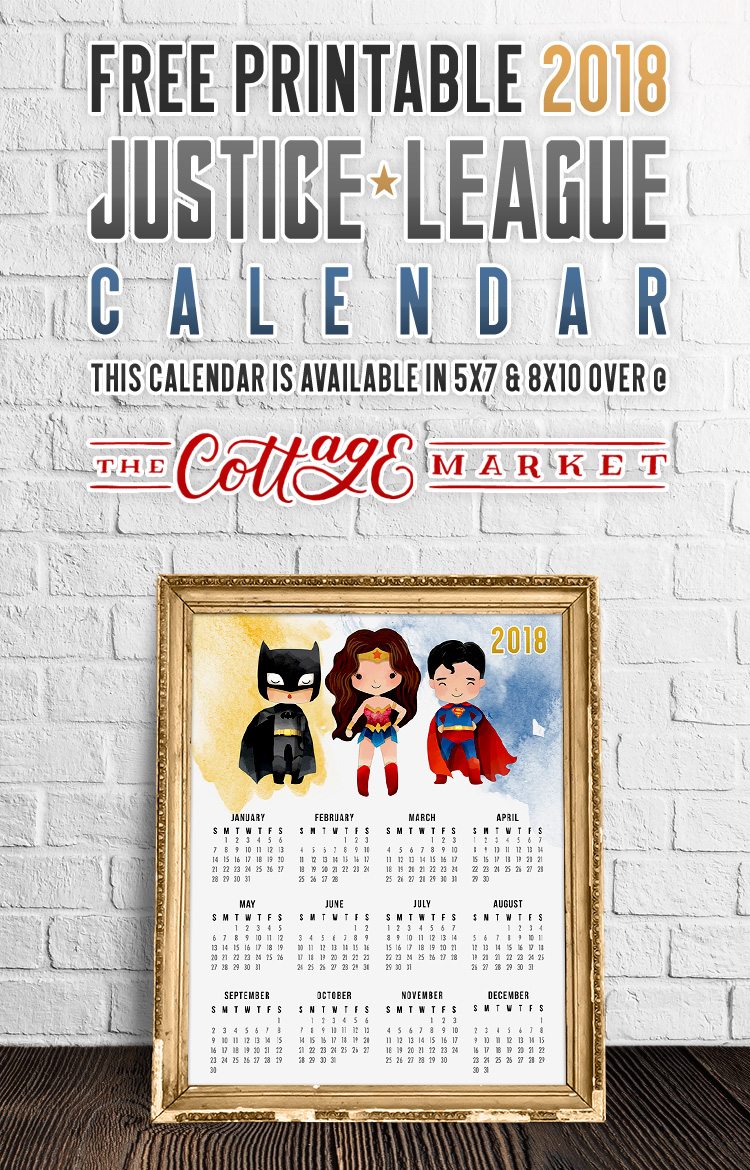 Justice League Cartoon Characters Calendar - 2018 Printable Calendars Collection