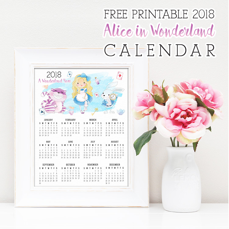 Cartoon Alice in Wonderland Calendar - 2018 Printable Calendars Collection