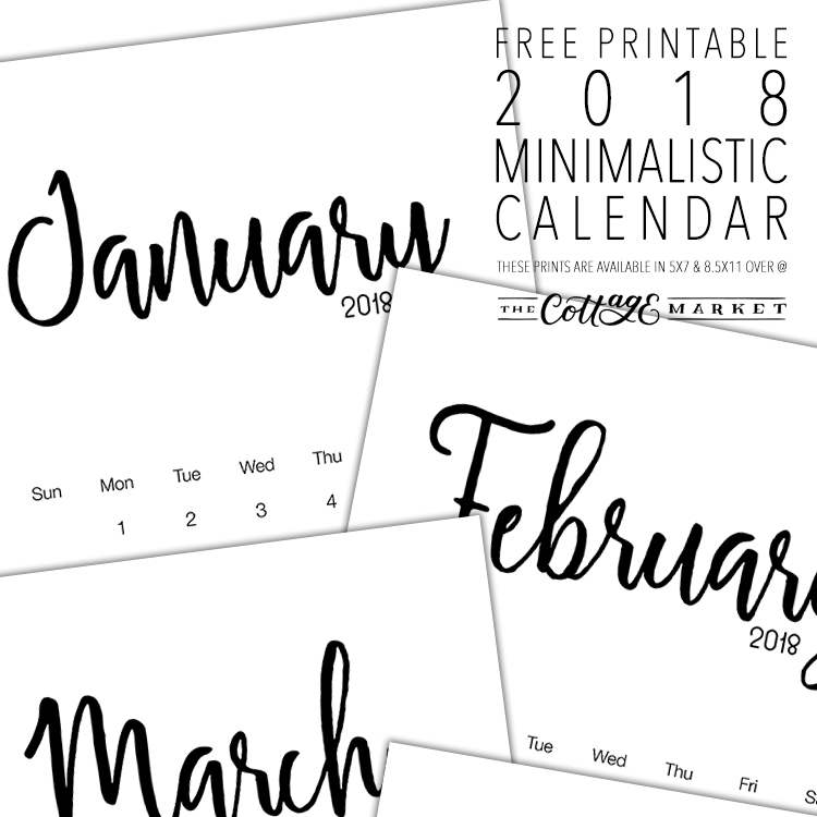 Minimalistic Design Calendar - 2018 Printable Calendars Collection