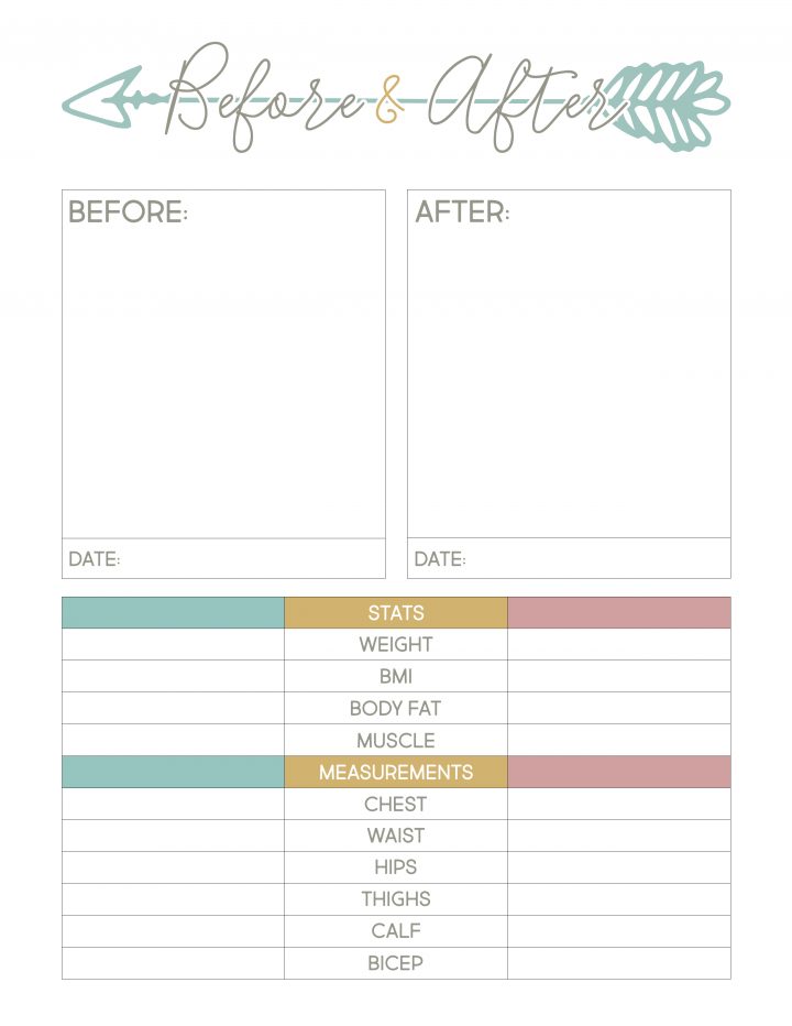 Use this free printable weight loss sheet to track your before and after results. 