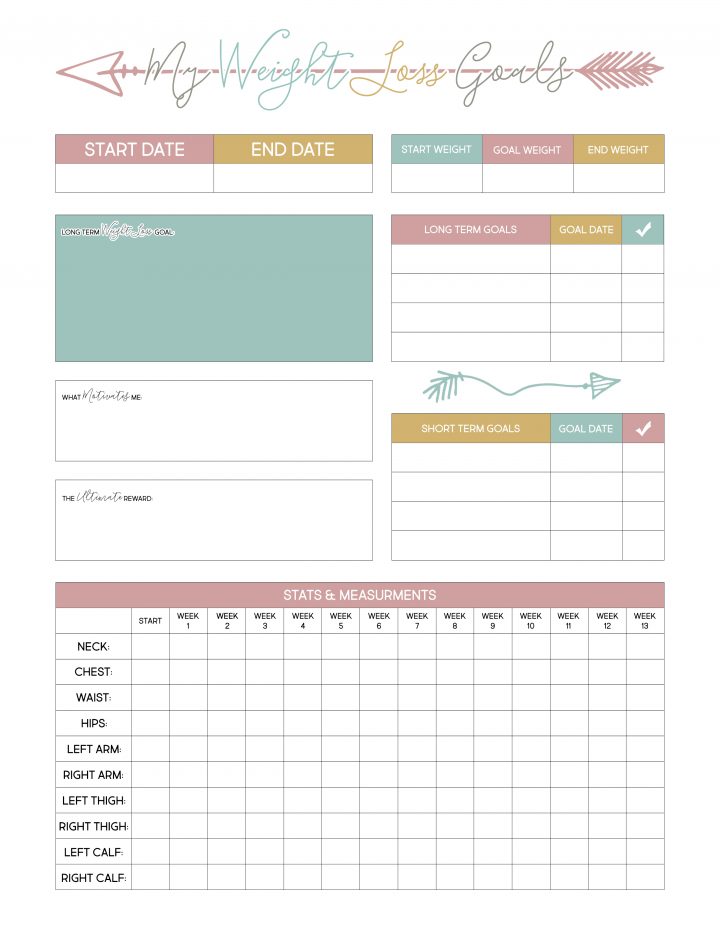 Use this printable sheet to set your weight loss goals. 