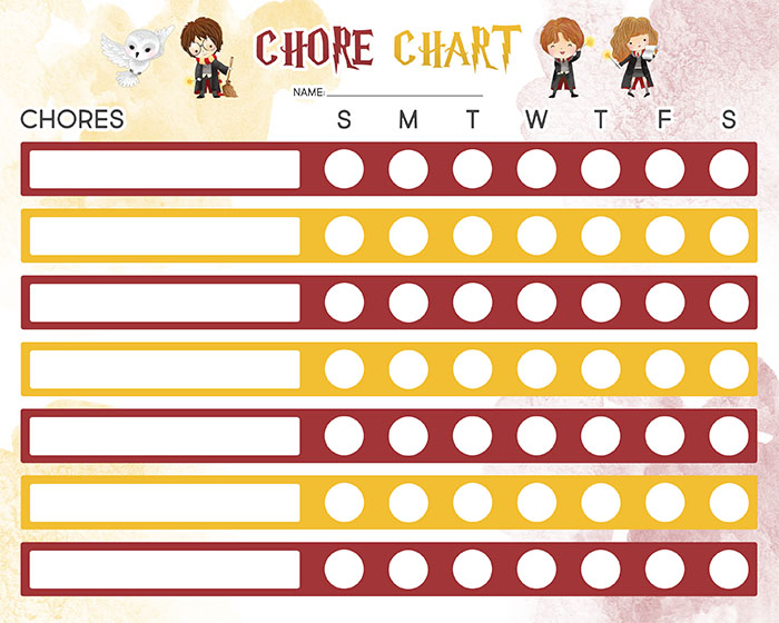 Pokemon Chore Chart
