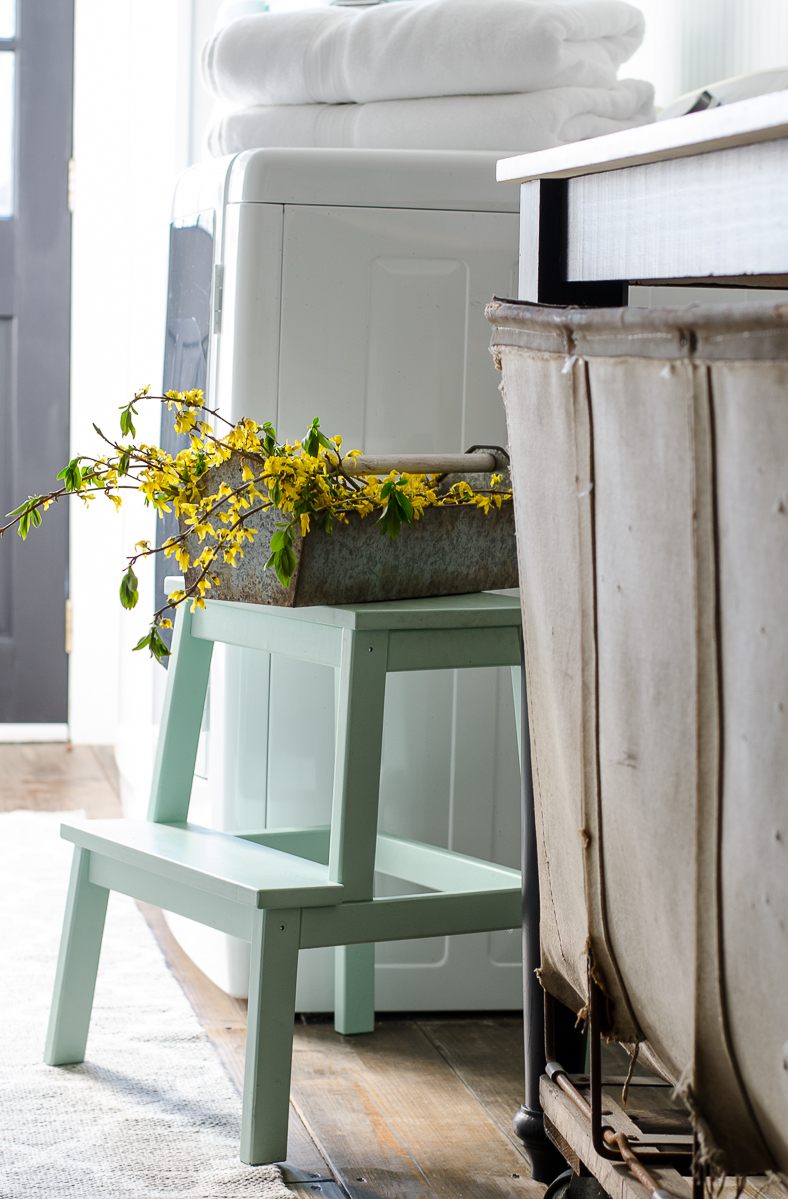 This little stool can be both functional and decorative, and looks great in this room