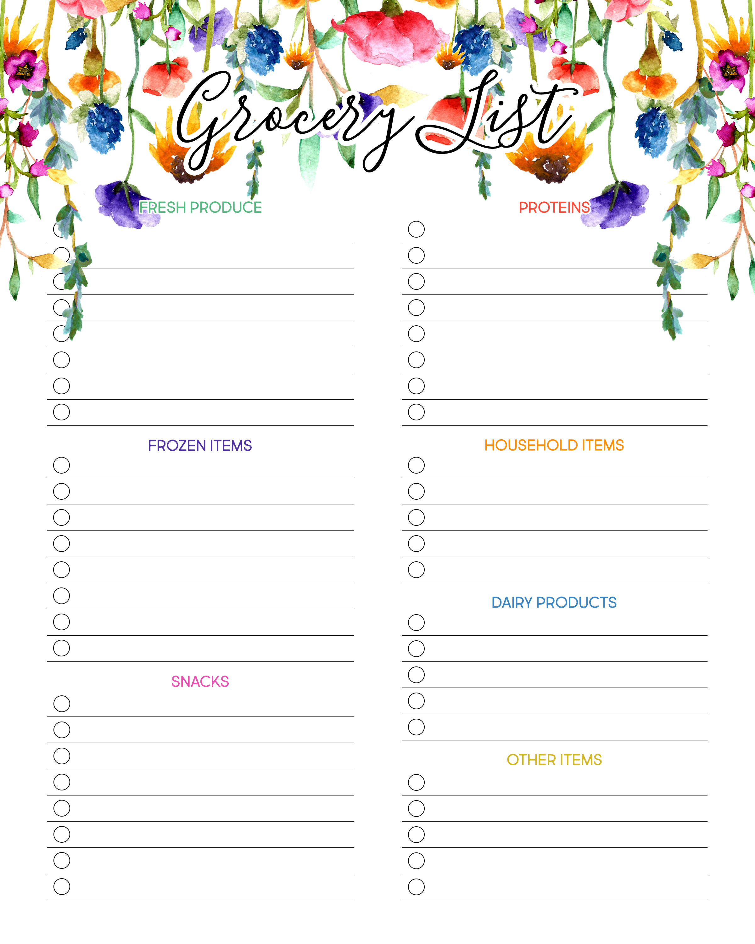 free printable floral farmhouse grocery list the cottage
