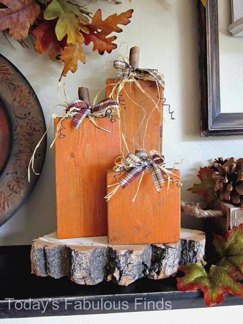 These orange wood blocks are great when decorating for fall. 