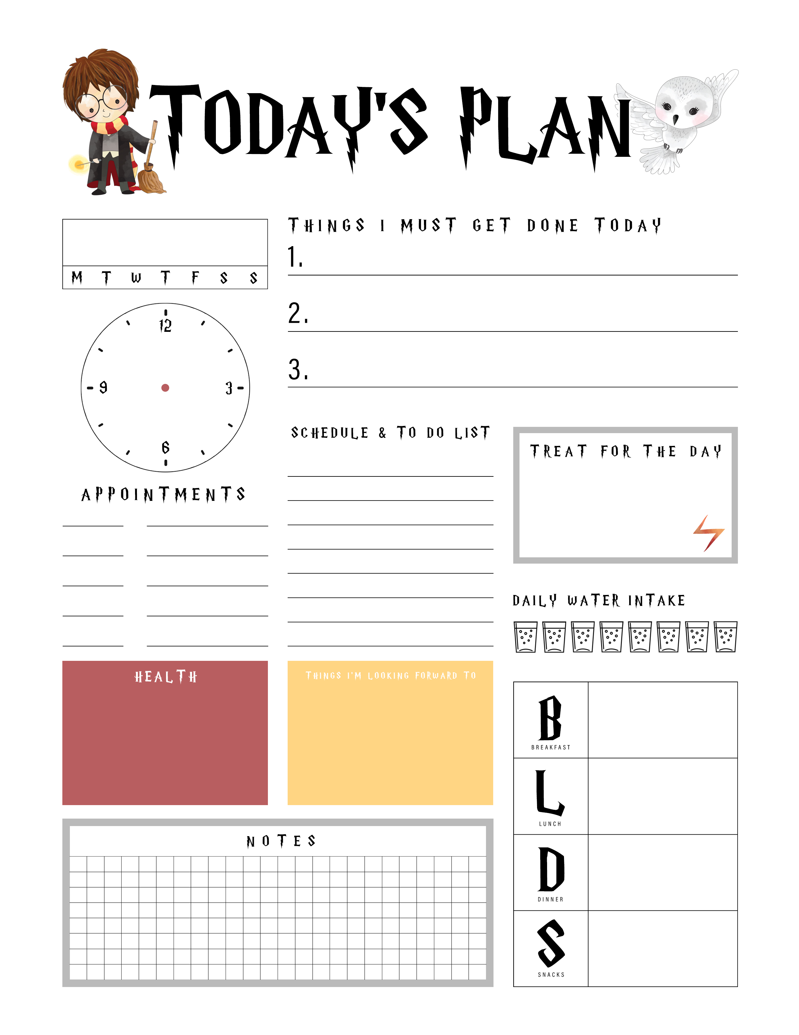 Harry Potter Free Printable Daily Planner The Cottage Market