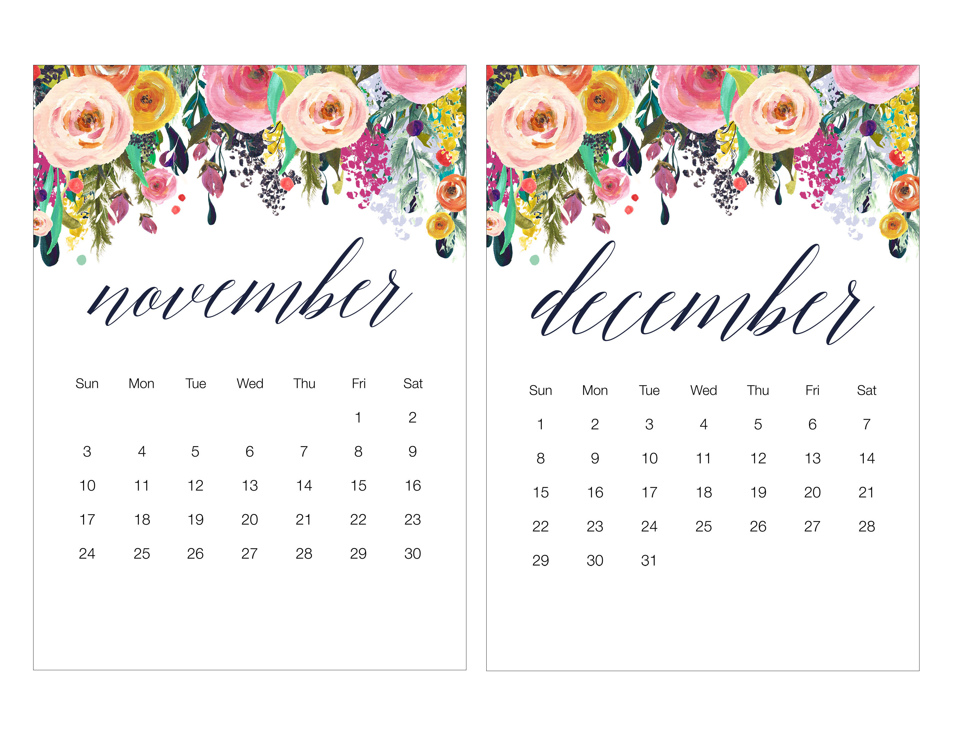 Free Printable 2019 Floral Calendar Shopping List To Do