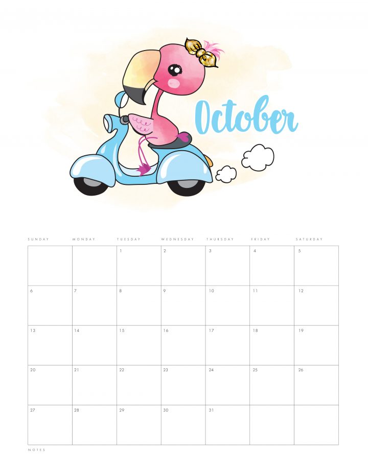 Free Printable 2019 Funny Flamingo Calendar that is waiting to become part of your New Year! Get organized and remember all those dates with a smile!
