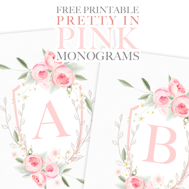 Pretty in Pink Free Printable Monograms are just waiting for you to print them out and create beautiful creations with them. From Banners to Cards... enjoy!