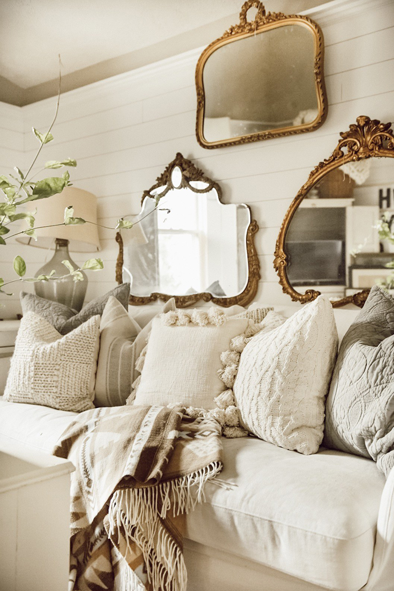 Decorating With Mirrors Farmhouse Style is a totally fun way to make your room look larger and to add a touch of charm and fun to your space!