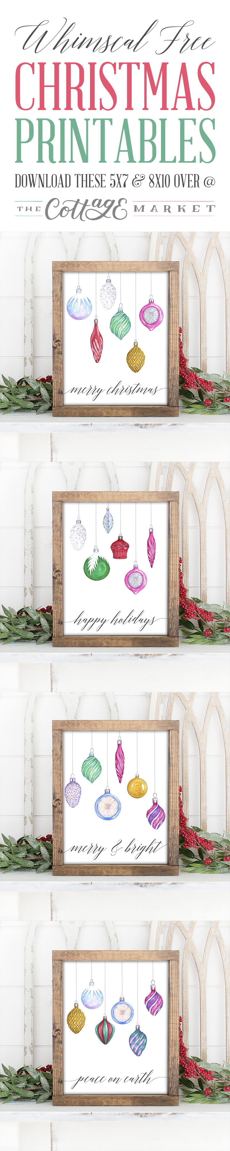 Start your Holiday Decorating with these Pretty and Whimsical Free Christmas Printables we have for your today!  They come in 2 sizes for your convenience... ENJOY!