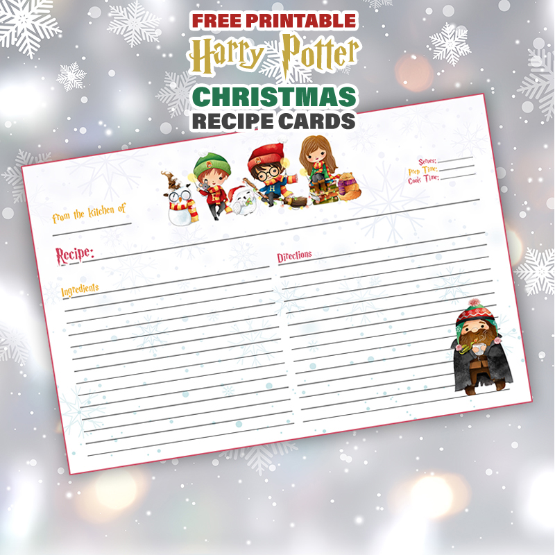 Free Printable Harry Potter Christmas Recipe Card is what is on the Free Printable Menu today at The Cottage Market.  Share all your Holiday Special Recipes with Friends and Family!