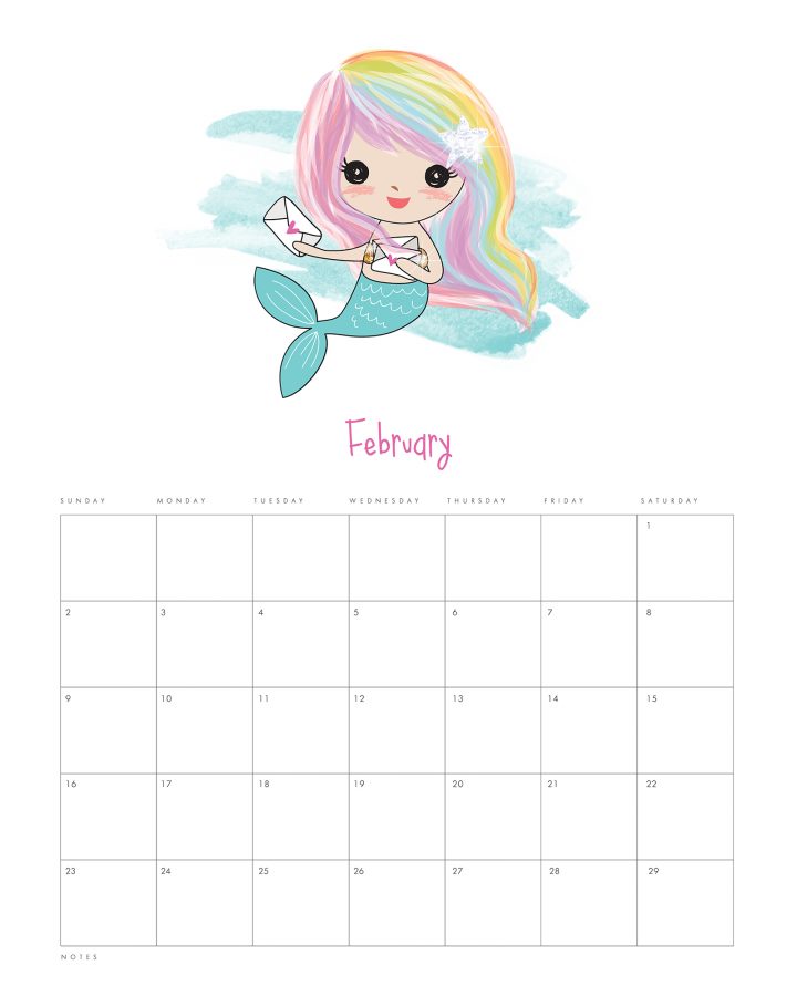 This Free Printable 2020 Kawaii Mermaid Calendar is waiting for you to print so it can get you totally organized for the brand new year!