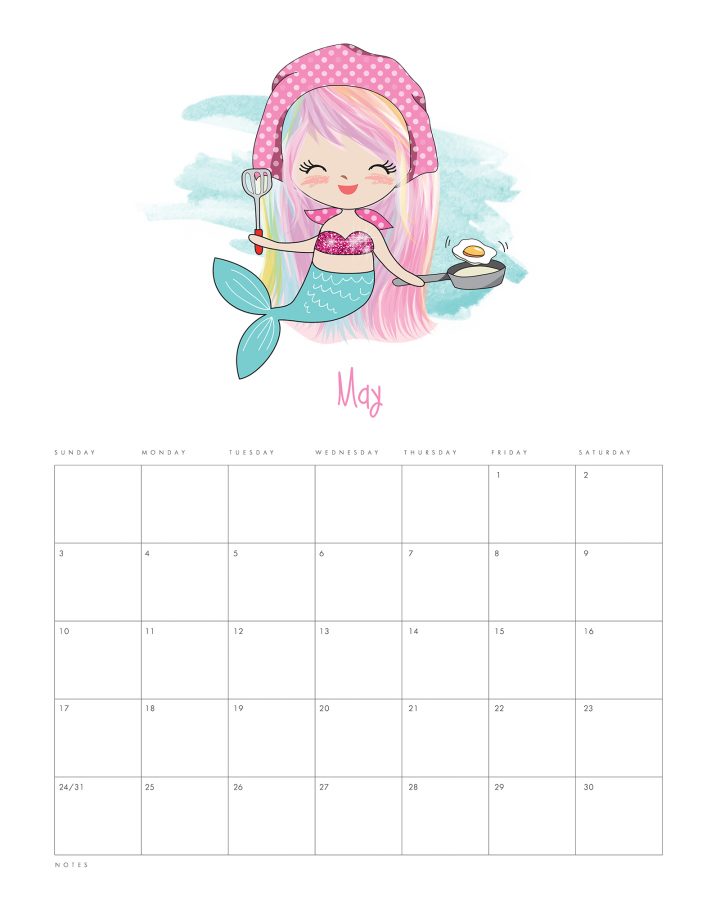 This Free Printable 2020 Kawaii Mermaid Calendar is waiting for you to print so it can get you totally organized for the brand new year!