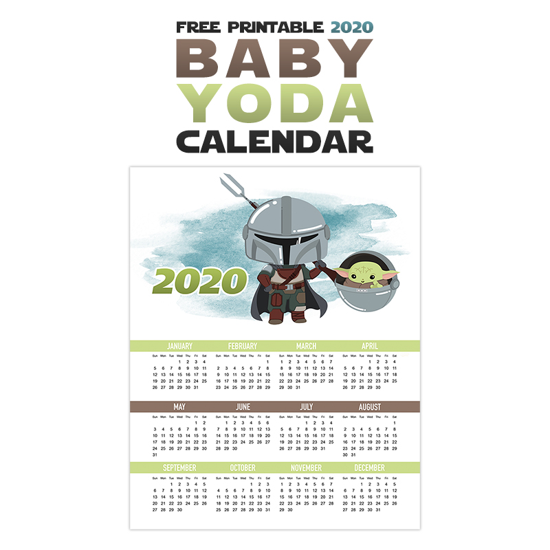 This Free Printable 2020 Baby Yoda Calendar is just what the New Year Needs!  This little cutie will help you get organized in 2020 in the cutest way!