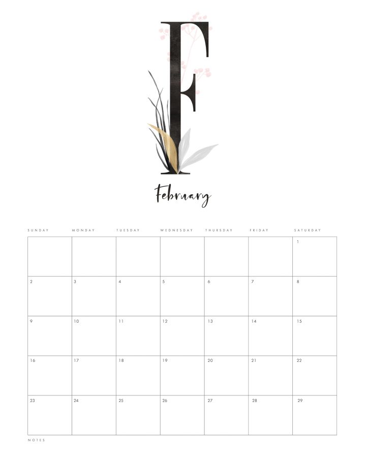 This Free Printable 2020 Elegant Monogram Calendar will bring a touch of Elegance and Organization into your whole year! A Minimalist look with just a little extra!