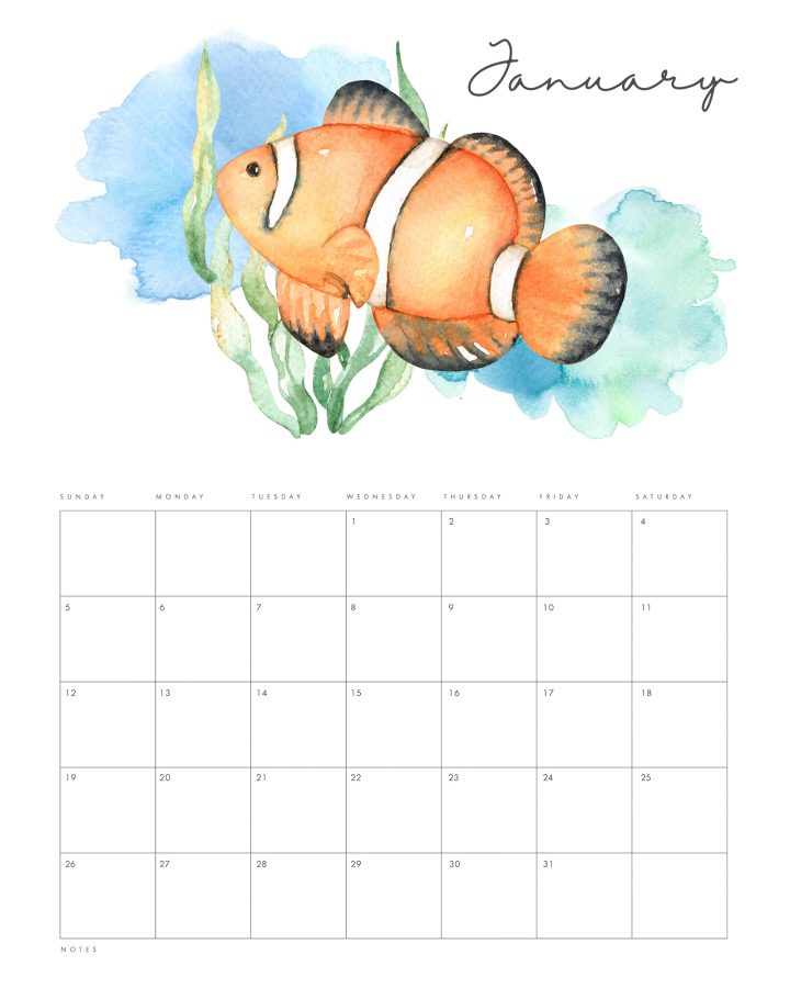 This Free Printable 2020 Under the Sea Calendar is going to get you all totally organized this new year in beautiful style! All of you Under The Seas Lovers... this one is for you.