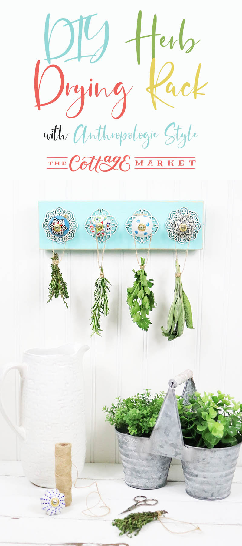 This DIY Herb Drying Rack is perfect for the Cook, Gardener or anyone that just loves Herbs in their daily cooking and loves a pretty new wall hanging for the Kitchen.