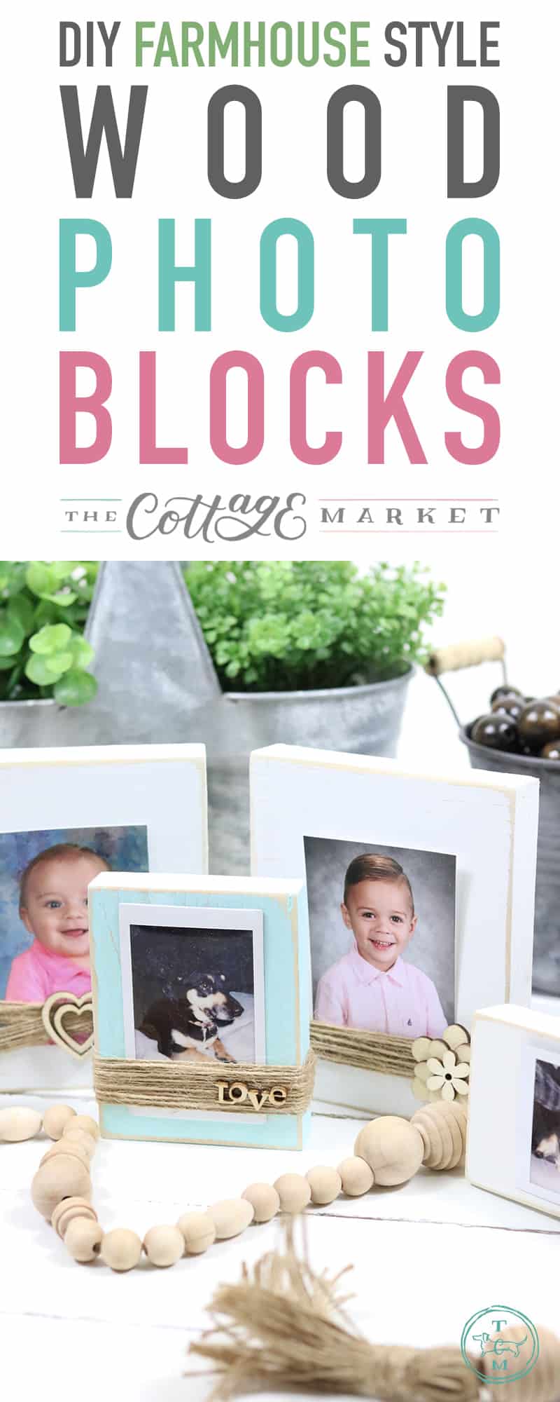 These Diy Farmhouse Style Wood Photo Blocks are so very easy to make and truly look amazing!  You can make them in any color or stain... embellish them or not and you can change photos in a second... really!