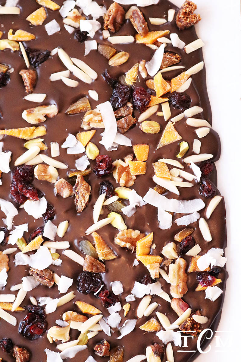 This Quick and Easy Dark Chocolate Fruit and Nut Bark is so delicious and can be made in no time at all!  Quick and Easy Chocolate Bark makes the most delicious treat and gift.
