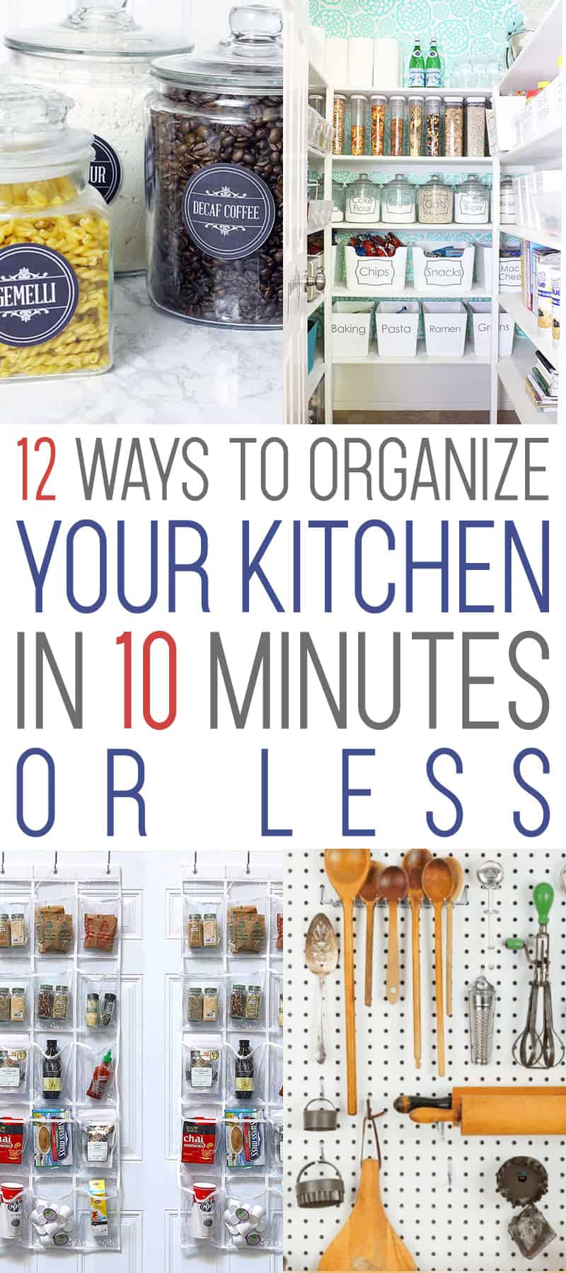 These 12 Ways to Organize Your Kitchen in 10 Minutes or Less are going to have you totally organized in no time!  You won't believe what these little difference will make in your daily Kitchen Life!