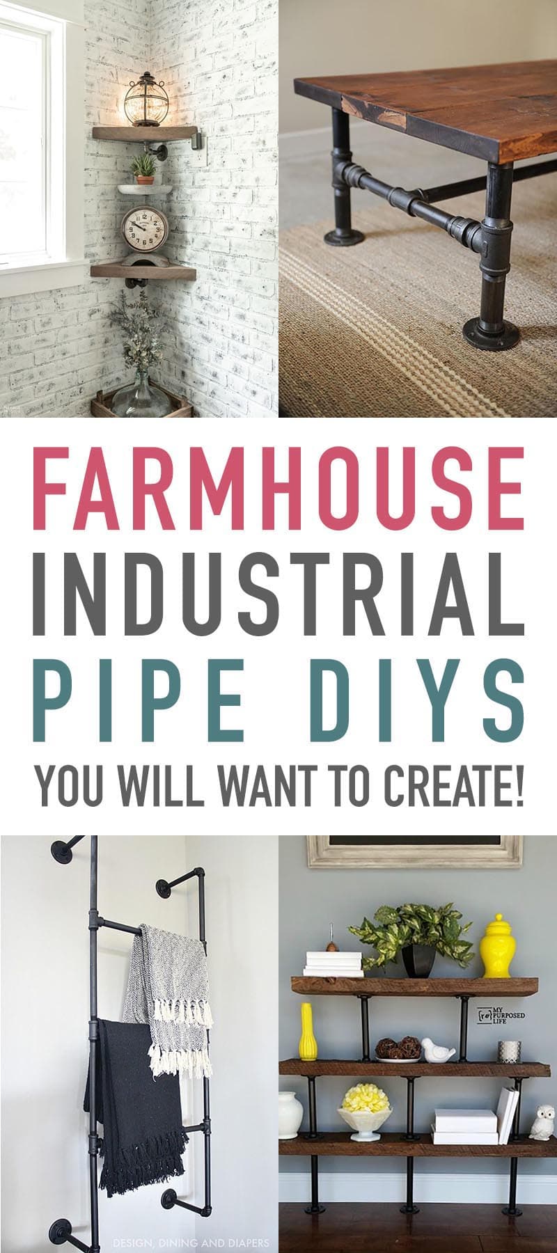 These Farmhouse Industrial Pipe DIYS have so much style and they are rather simple to create!  With just a few supplies and tools any one of these home decor creations can be yours within hours!
