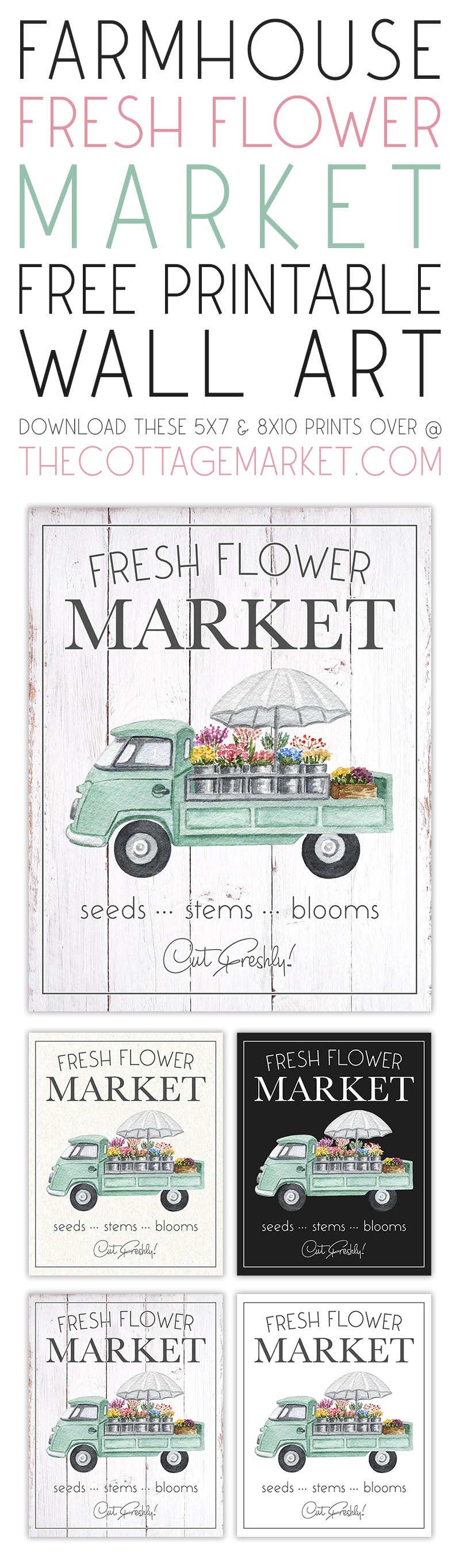 This Farmhouse Fresh Flower Market Free Printable Wall Art is just what your walls... gallery wall... vignette and more need for a blast of Spring Air!!!