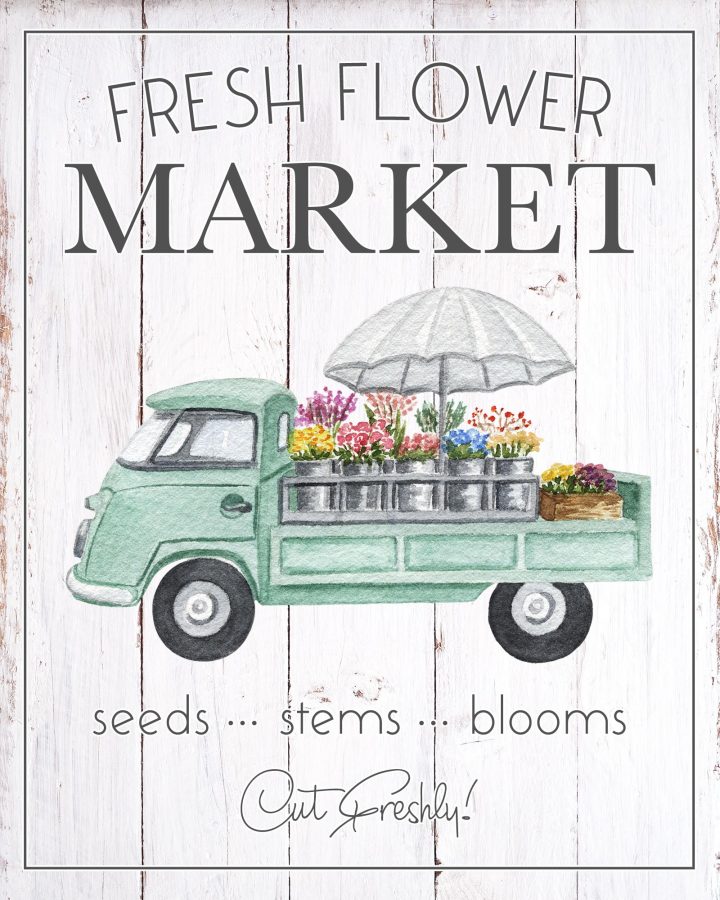 This Farmhouse Fresh Flower Market Free Printable Wall Art is just what your walls... gallery wall... vignette and more need for a blast of Spring Air!!!