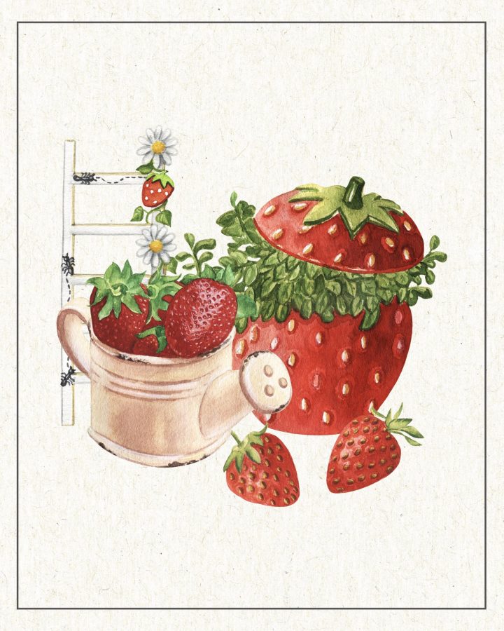 These Free Printable Farmhouse Strawberry Vignettes are going to add a touch of  Charm to your Kitchen for sure.